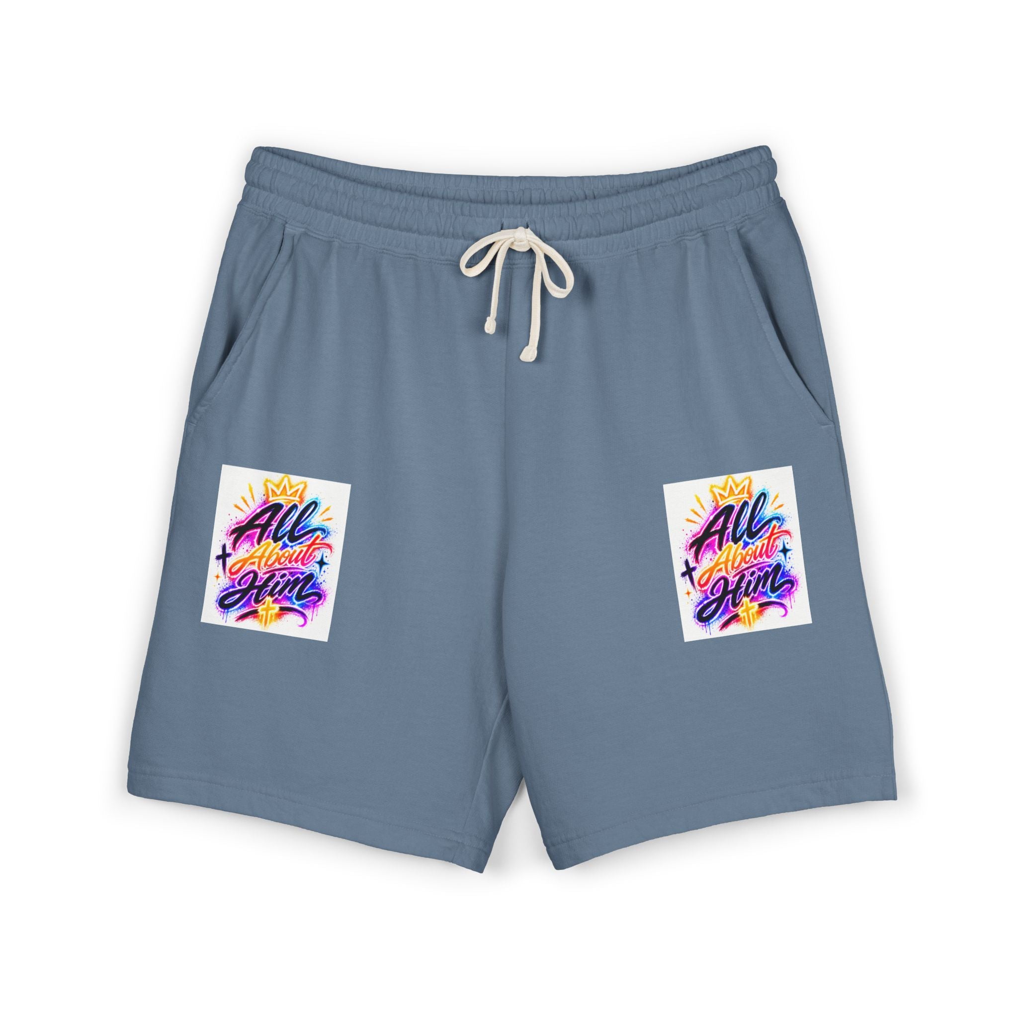 Fleece Sweat Shorts — "All The Time" Colorful Script Lounge Shorts