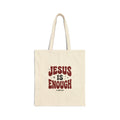 Jesus Is Enough Tote, Christian Streetwear, Groovy Script Canvas Tote