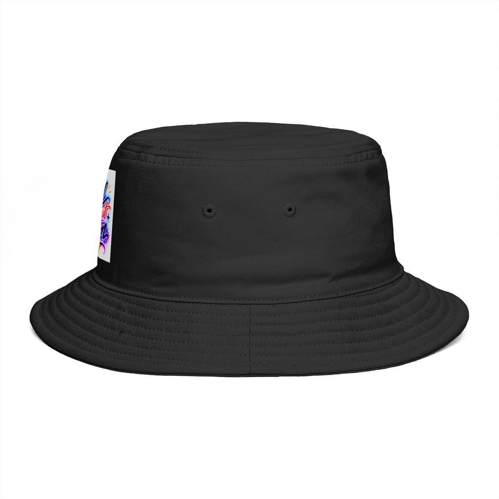 Bucket Hat — Colorful "All Out Vibes" Retro Script Patch