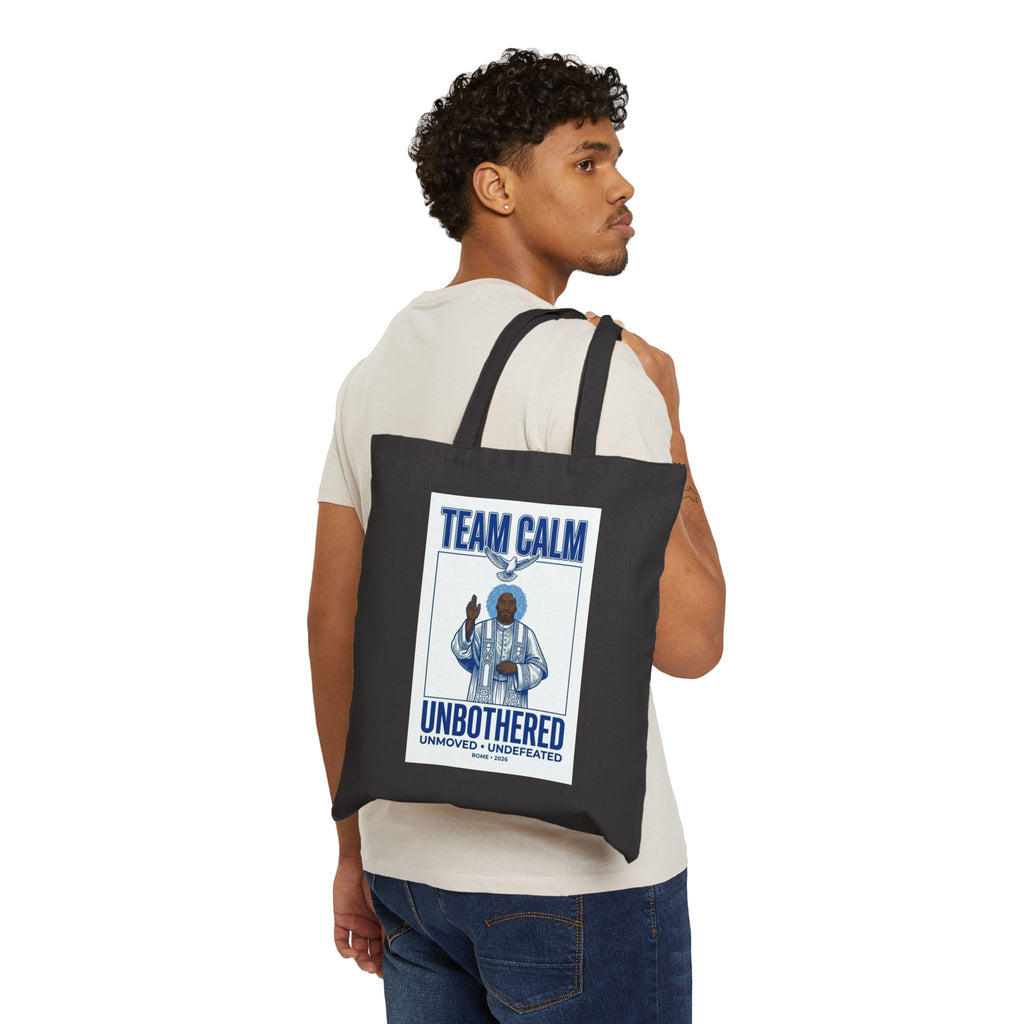 Team Calm 'Unbothered' Canvas Tote | Pope‑coded, Quiet Power, Minimalist Spiritual Graphic