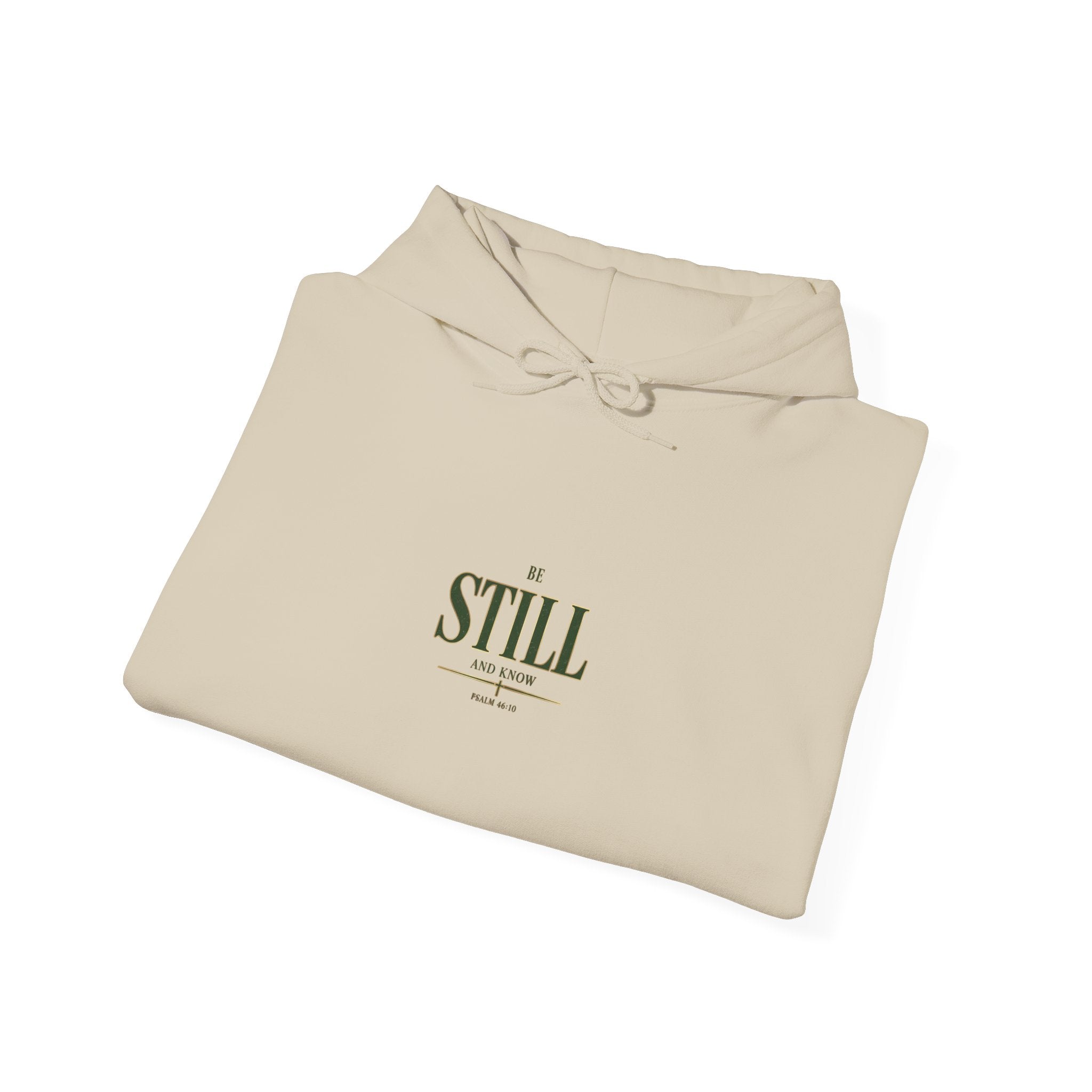 Be Still minimalist script hoodie | Christian streetwear, vintage-wash aesthetic