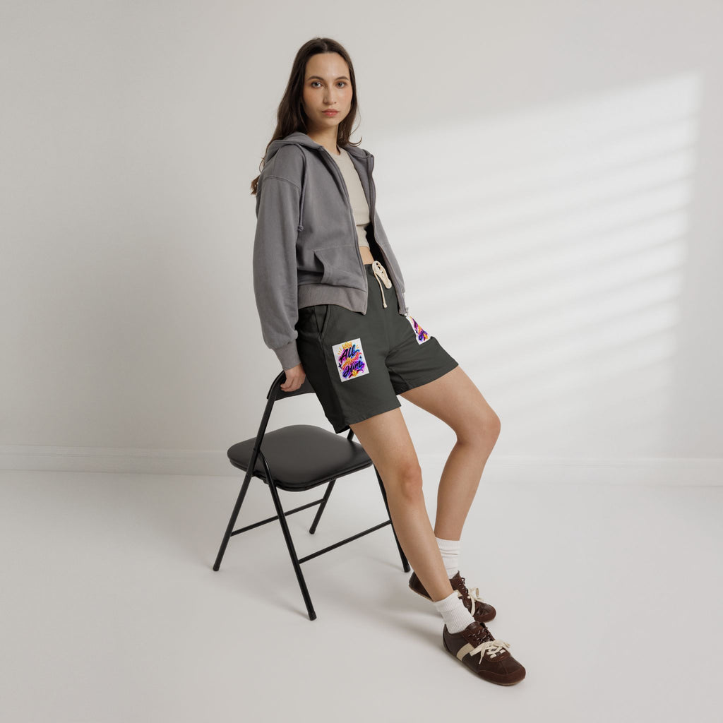Fleece Sweat Shorts — "All The Time" Colorful Script Lounge Shorts
