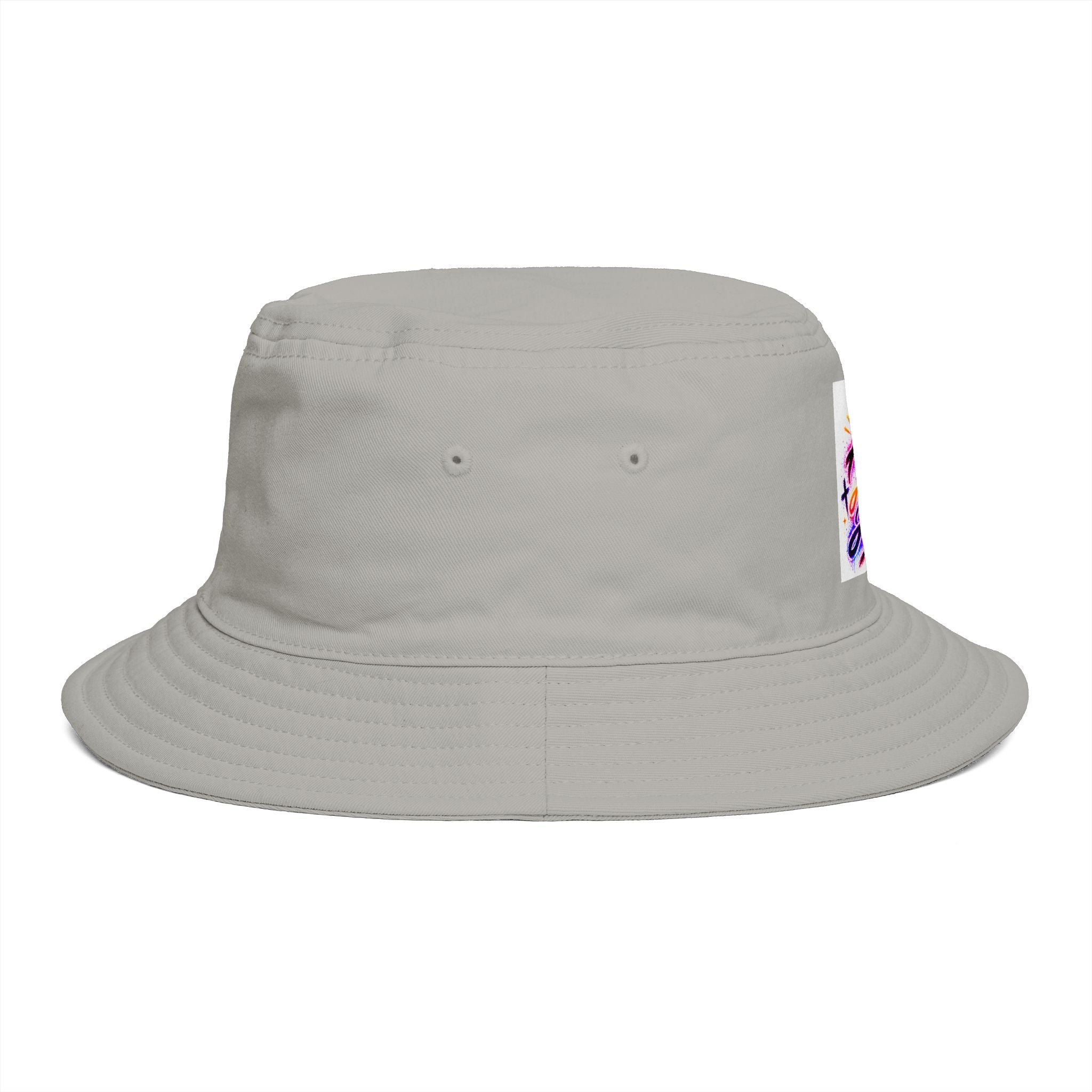 Bucket Hat — Colorful "All Out Vibes" Retro Script Patch