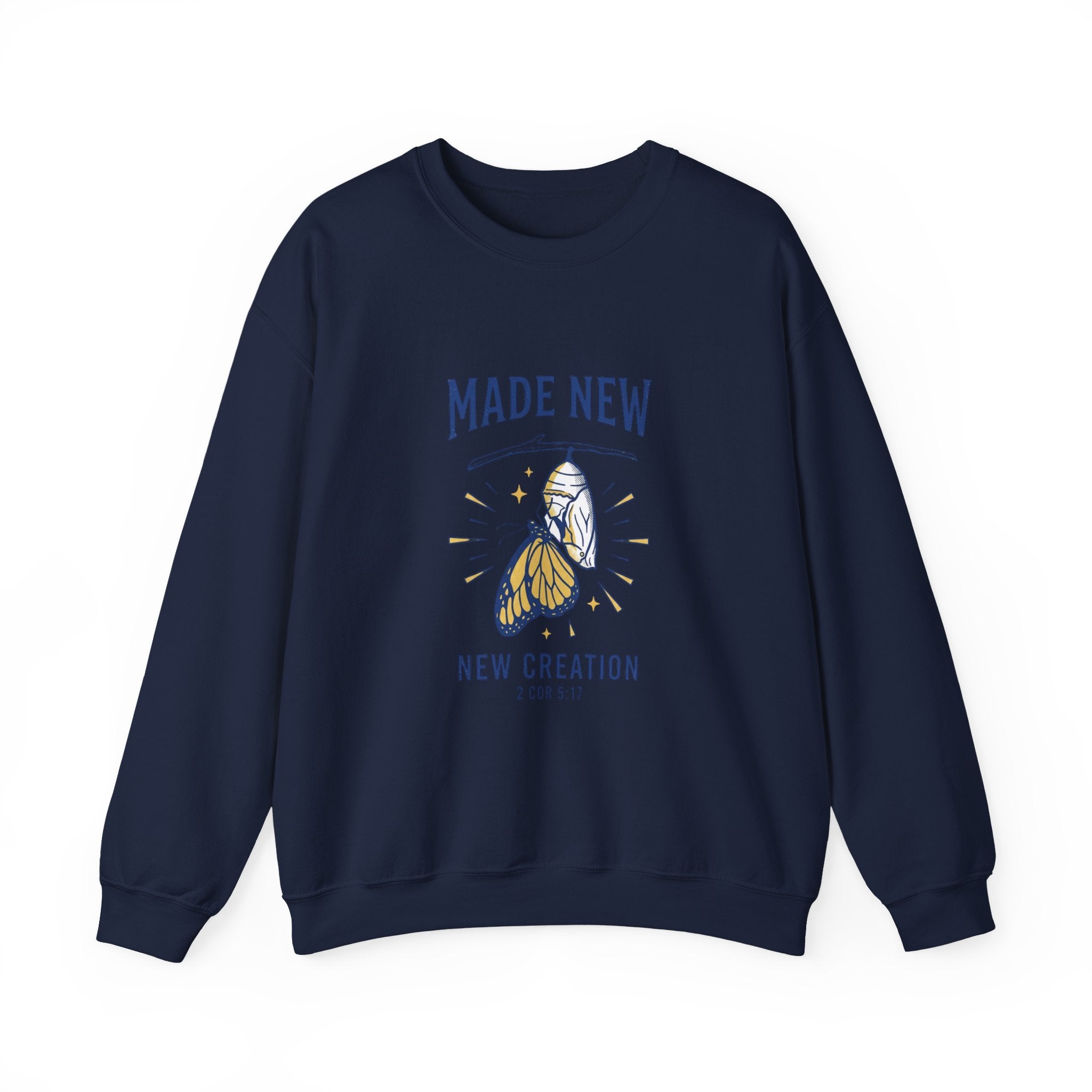 Made New Butterfly Crewneck Sweatshirt | Christian Streetwear, Vintage-Wash Typography