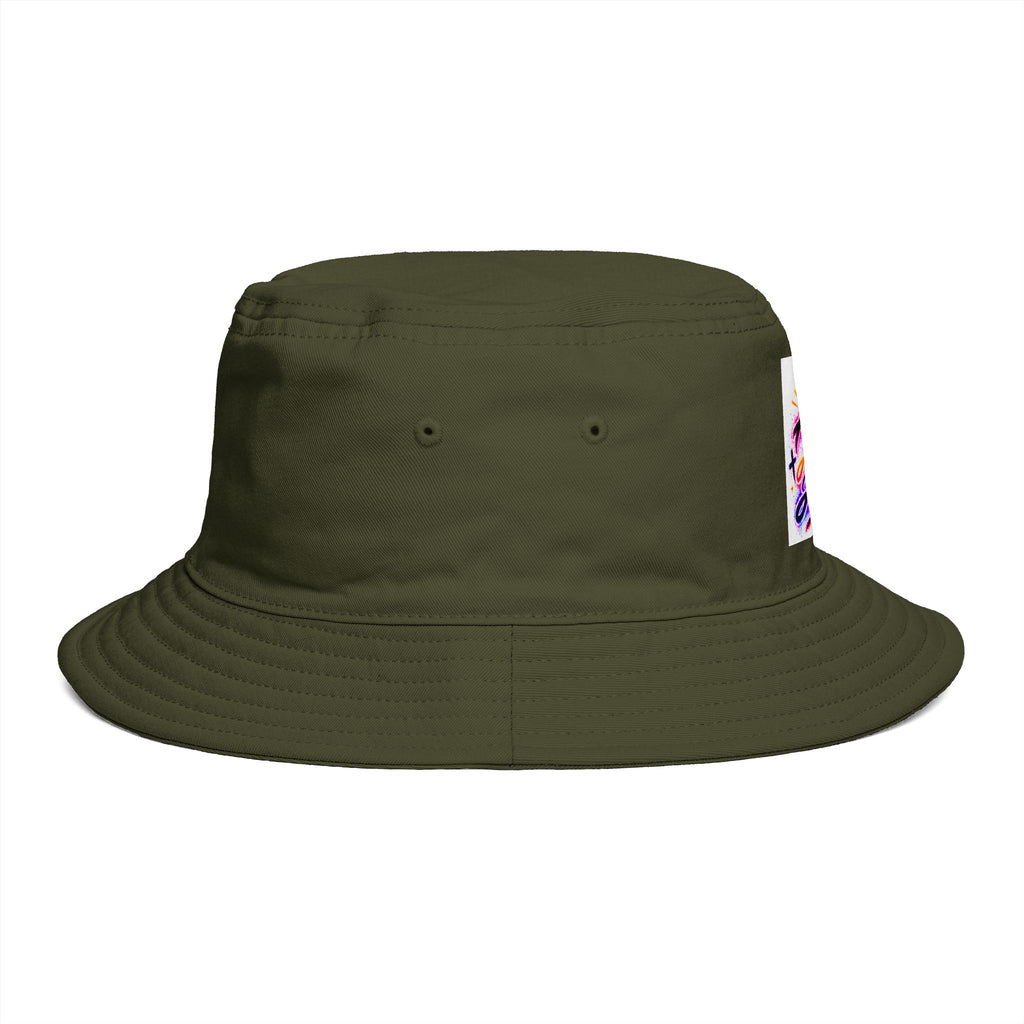 Bucket Hat — Colorful "All Out Vibes" Retro Script Patch