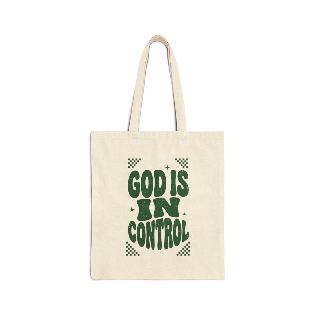 God Is In Control Tote | Christian Streetwear, Vintage-Groovy Typography