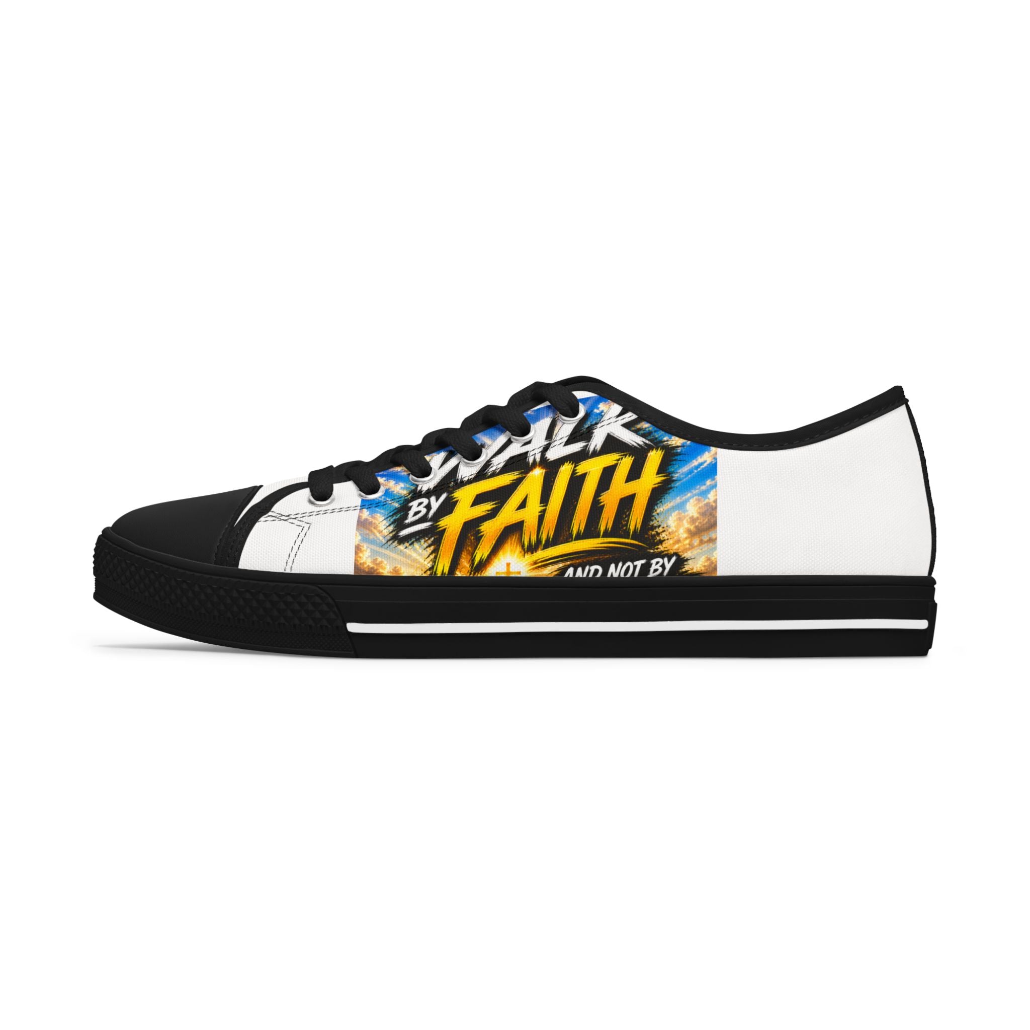 Women's Low Top Sneakers — 'Walk by Faith' Inspirational Canvas Shoes
