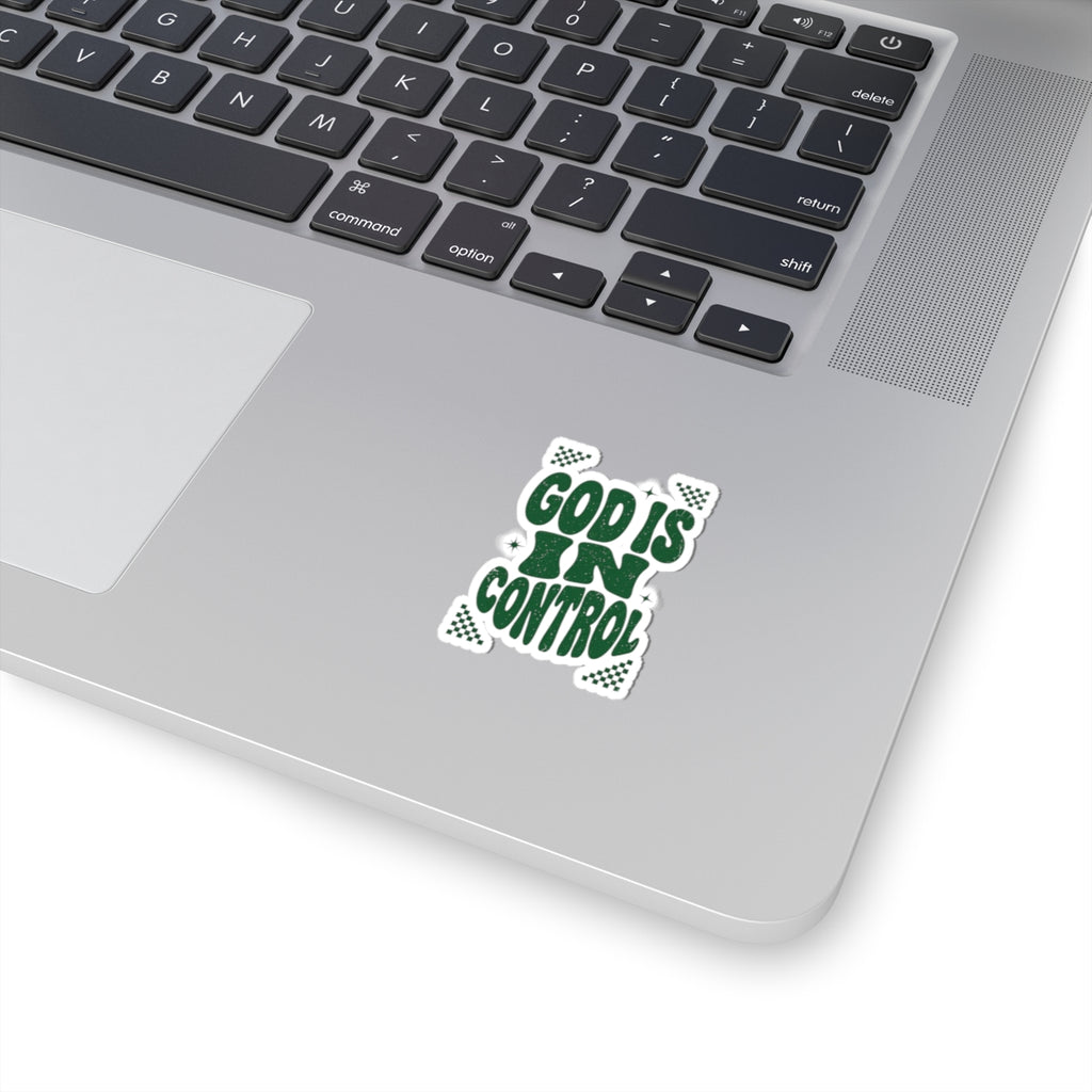 God Is In Control Kiss-Cut Sticker | Christian Streetwear, Groovy Script