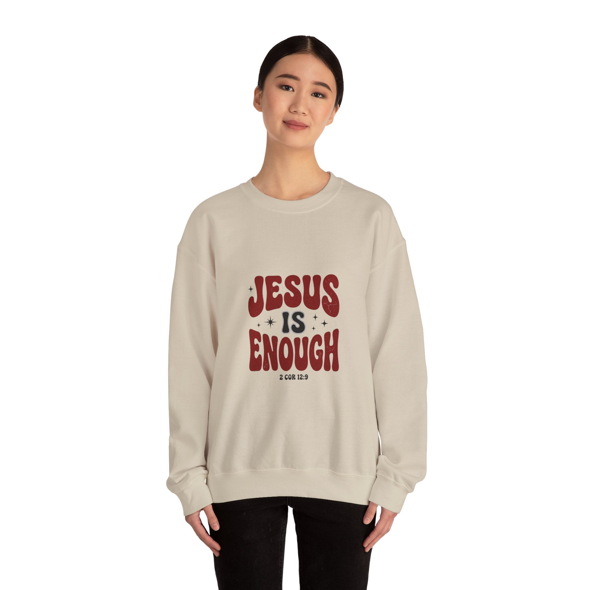 Jesus Is Enough Crewneck Sweatshirt | Christian Streetwear, Groovy Typography