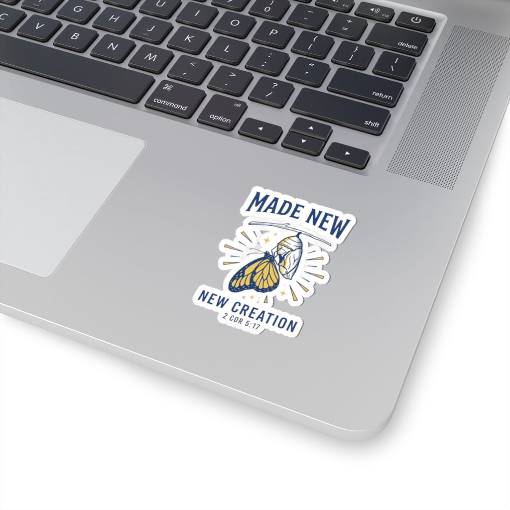 Made New Butterfly Sticker | Christian Streetwear, Script Arch Faith Decal