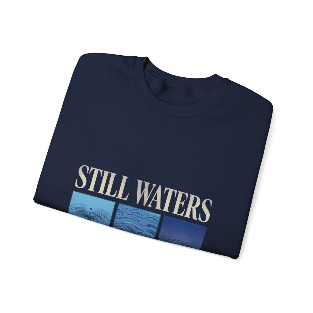 Still Waters Crewneck Sweatshirt | Christian Streetwear, Vintage Wash Typography