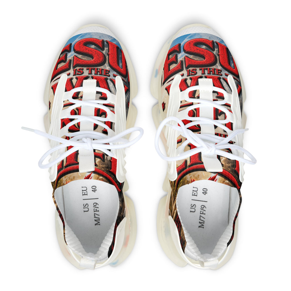 Mesh Sneakers — 'Jesus Is The...' Bold Faith Graphic Athletic Shoes