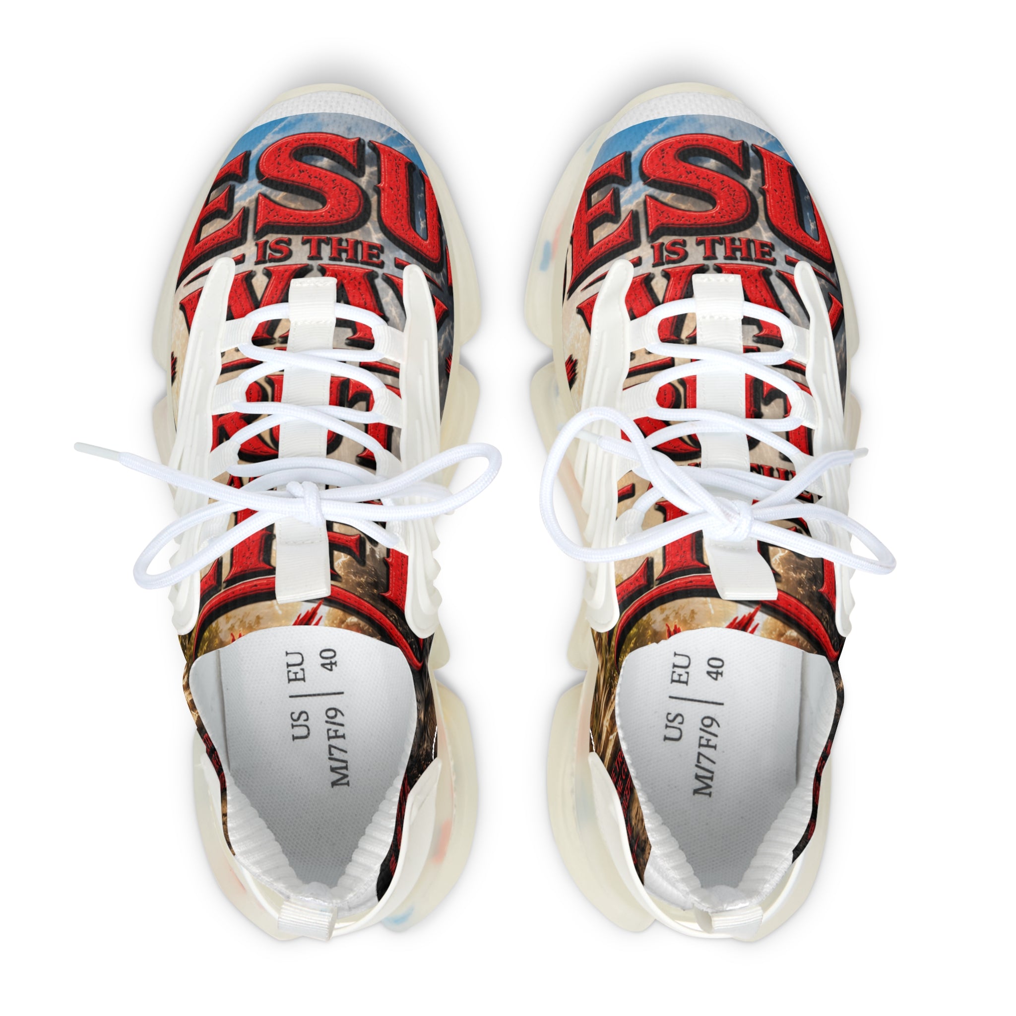 Mesh Sneakers — 'Jesus Is The...' Bold Faith Graphic Athletic Shoes