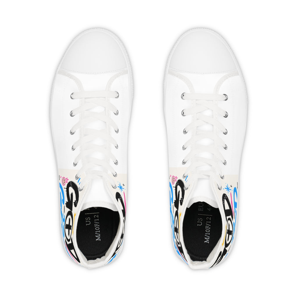 High Top Sneakers — 'Good Vibes' Graffiti Streetwear Shoes for Men