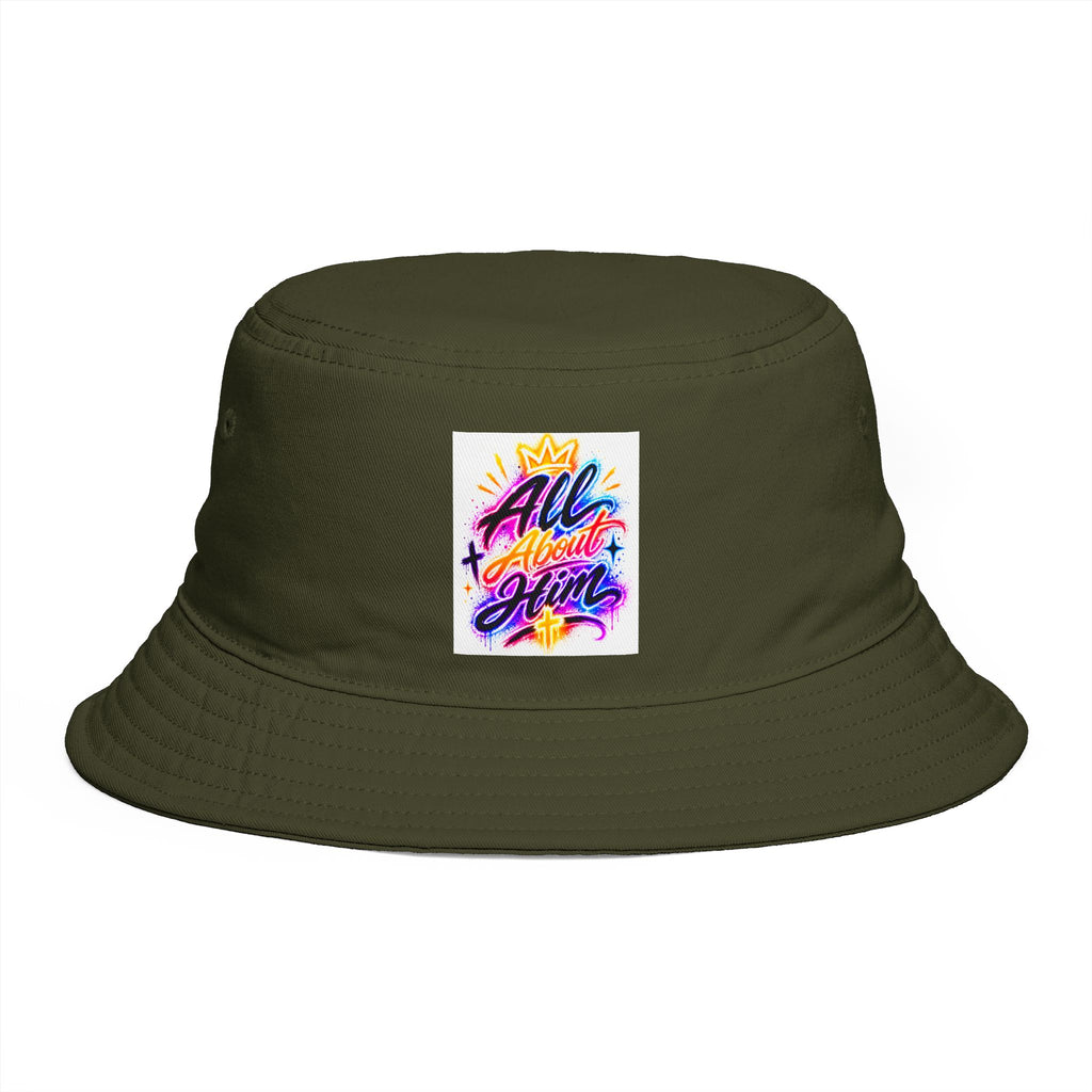 Bucket Hat — Colorful "All Out Vibes" Retro Script Patch