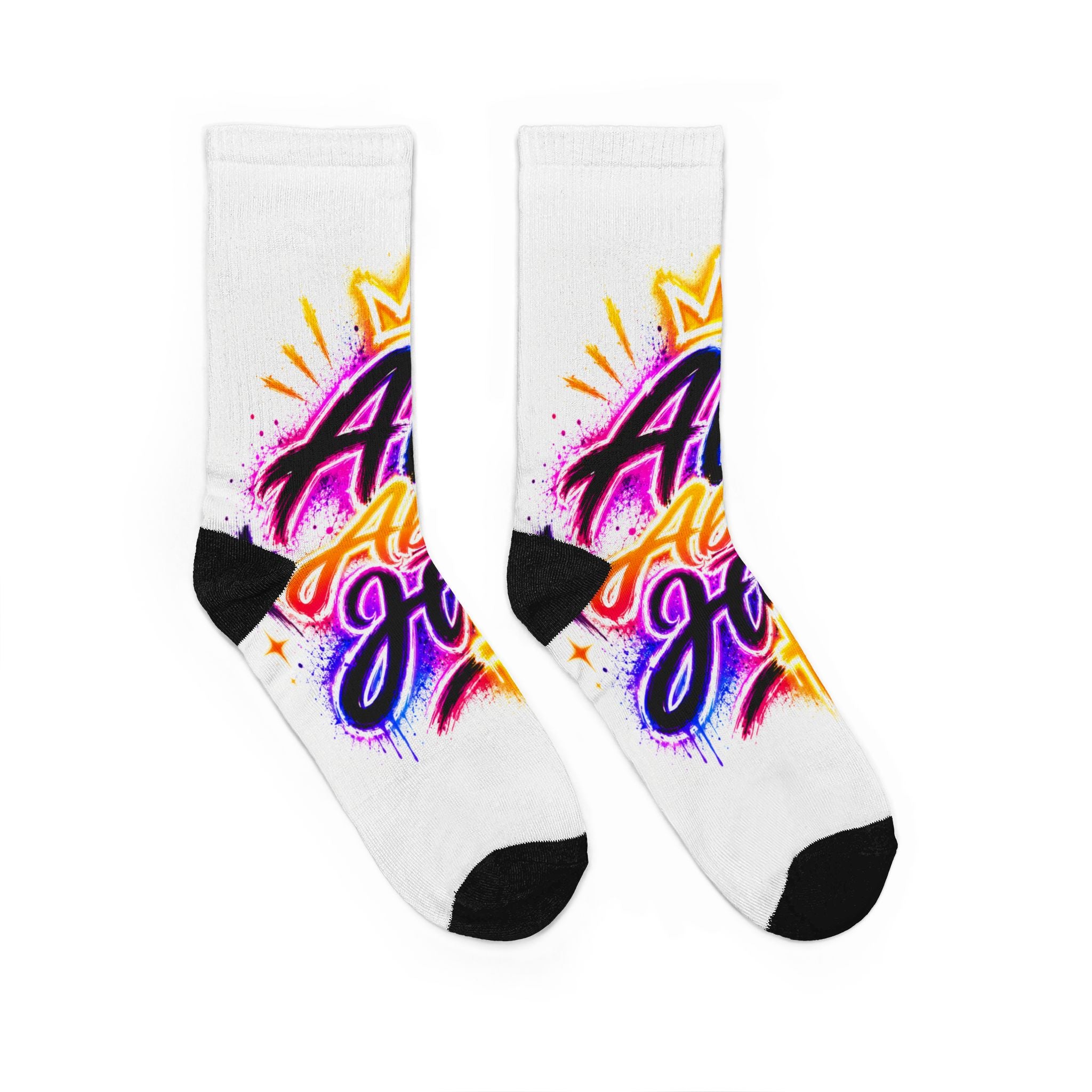Crew Socks — Colorful Graffiti “All About You” Padded Crew Socks