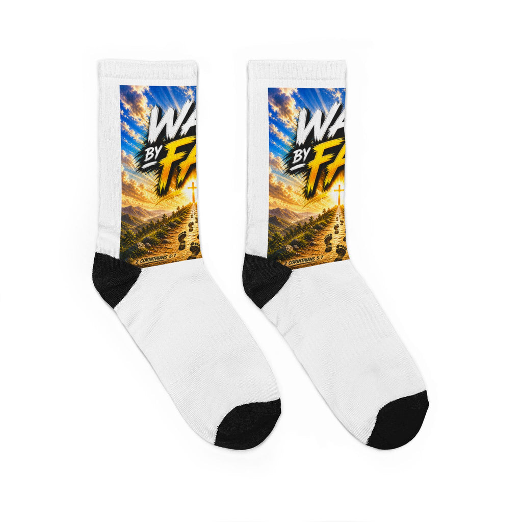Crew Socks — "Walk by Faith and Not by Sight" Inspirational Graphic Socks