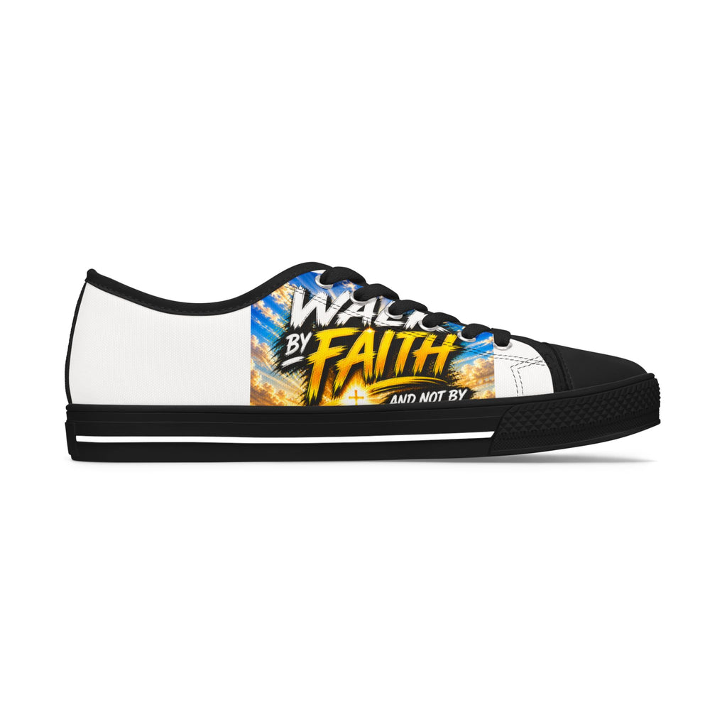 Women's Low Top Sneakers — 'Walk by Faith' Inspirational Canvas Shoes