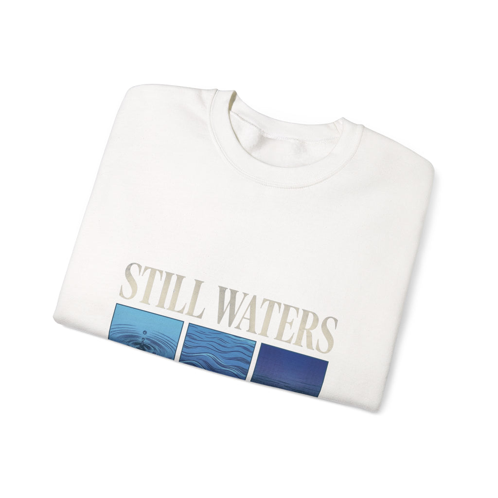 Still Waters Crewneck Sweatshirt | Christian Streetwear, Vintage Wash Typography