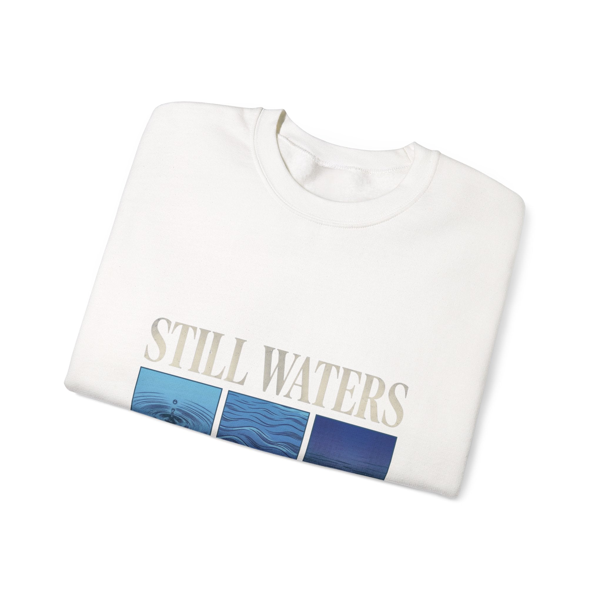 Still Waters Crewneck Sweatshirt | Christian Streetwear, Vintage Wash Typography
