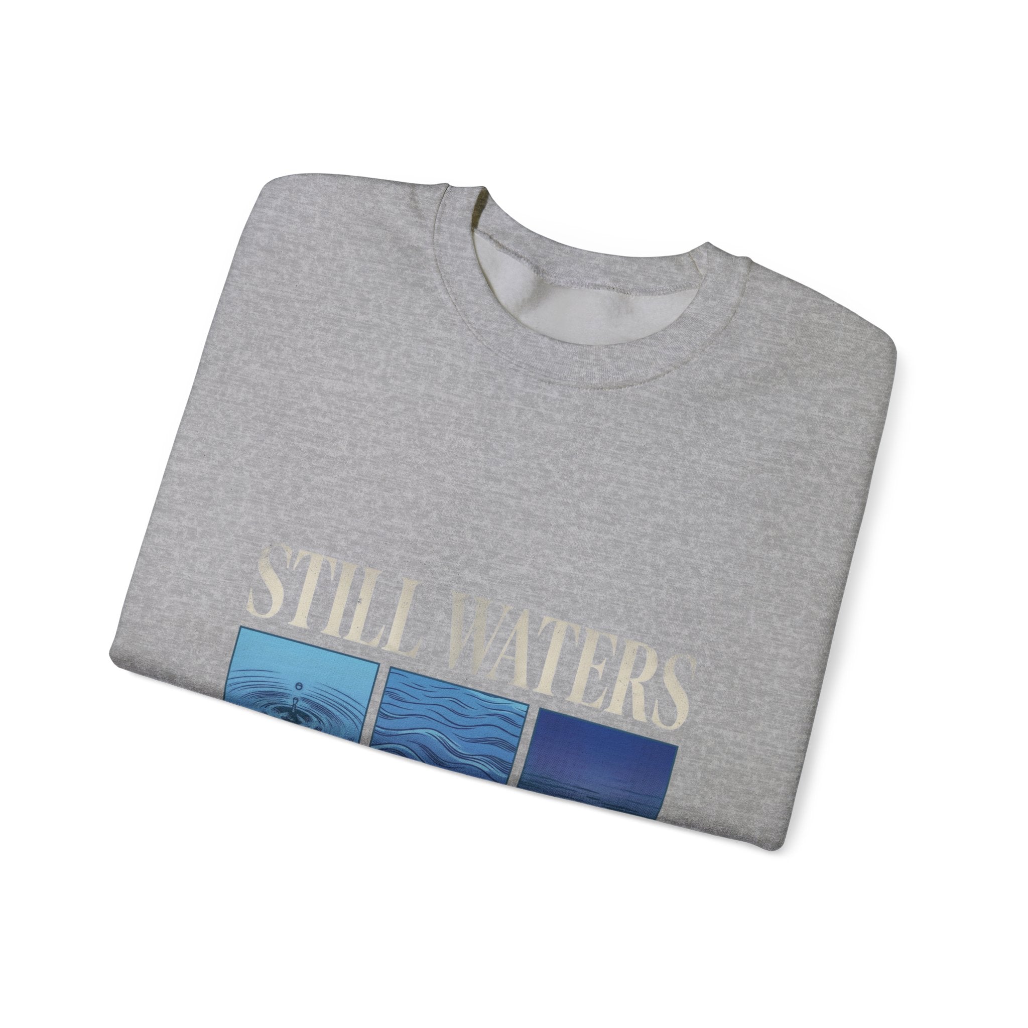 Still Waters Crewneck Sweatshirt | Christian Streetwear, Vintage Wash Typography