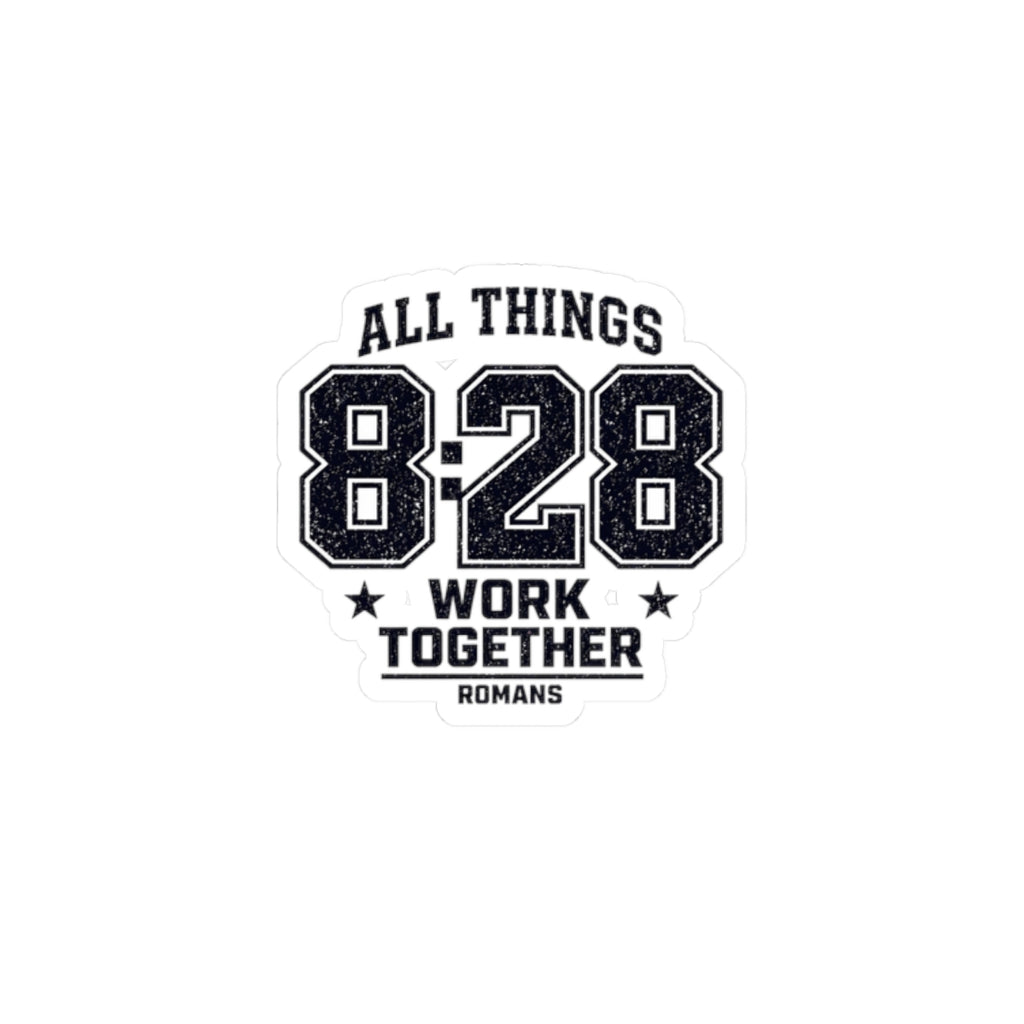 All Things 8:28 Sticker | Christian Streetwear, Athletic Arch Typography