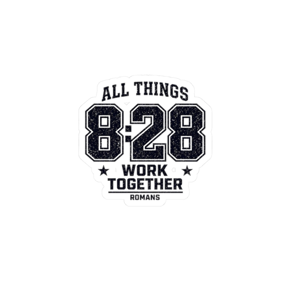 All Things 8:28 Sticker | Christian Streetwear, Athletic Arch Typography