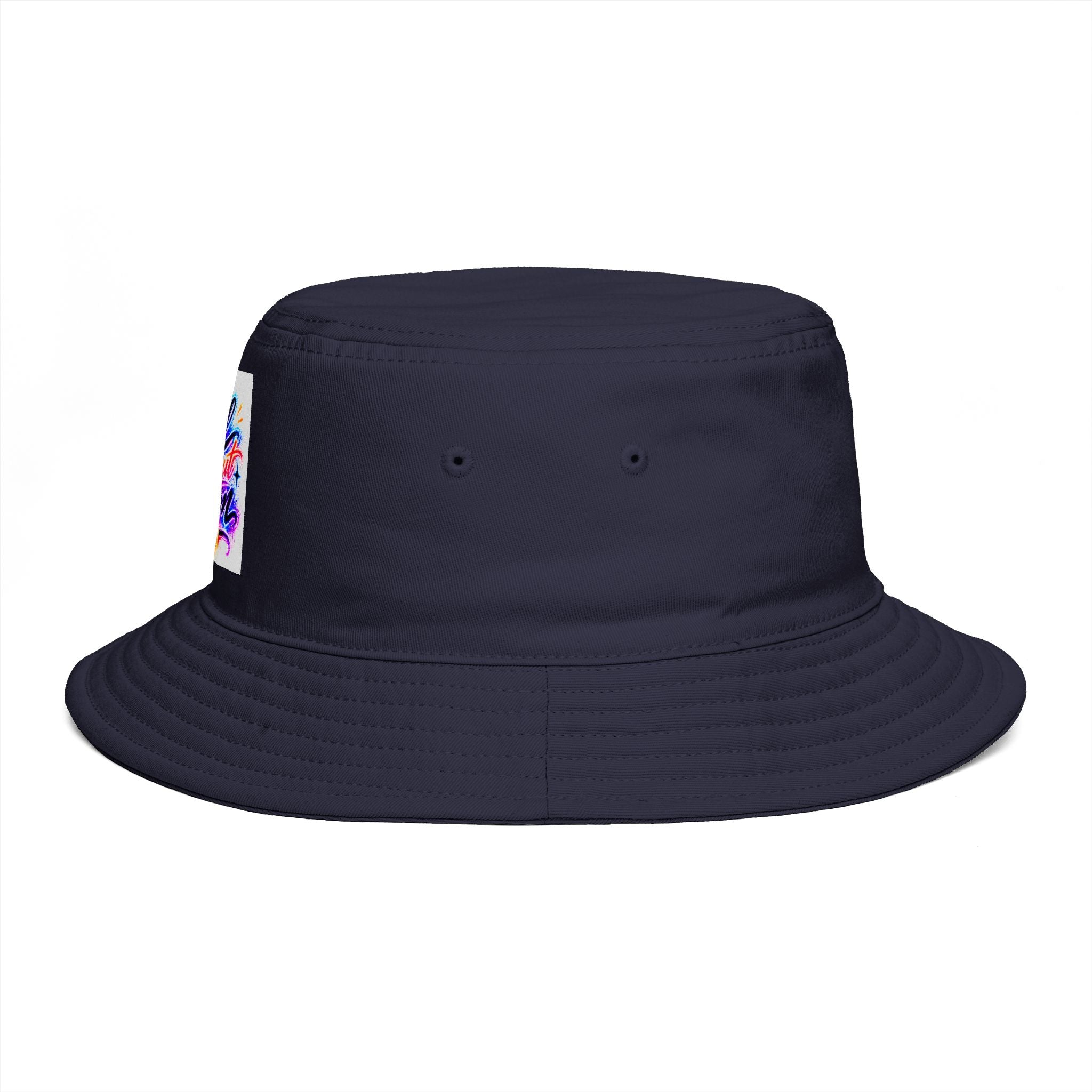 Bucket Hat — Colorful "All Out Vibes" Retro Script Patch