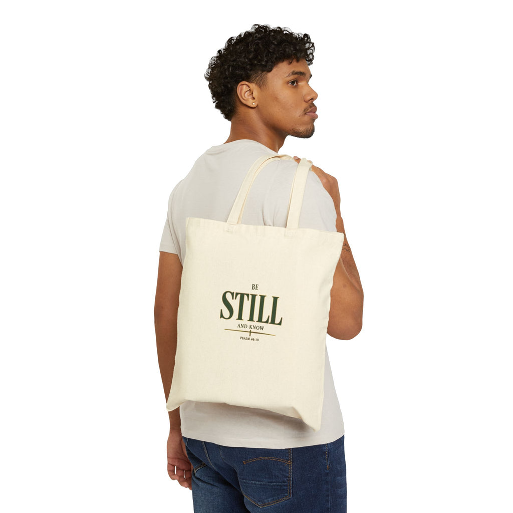 Be Still Scripture Tote | Christian Streetwear, Groovy Typography