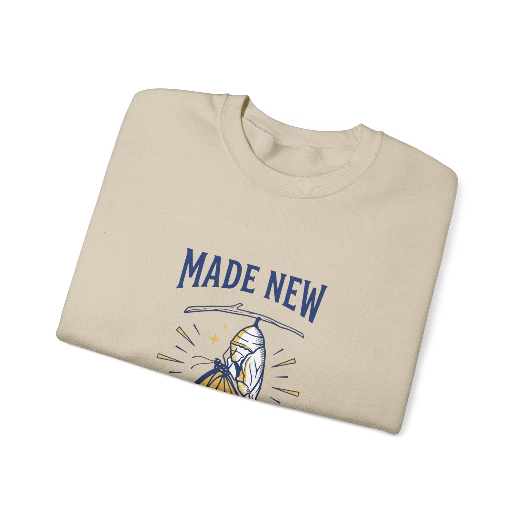 Made New Butterfly Crewneck Sweatshirt | Christian Streetwear, Vintage-Wash Typography
