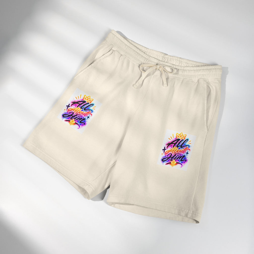 Fleece Sweat Shorts — "All The Time" Colorful Script Lounge Shorts