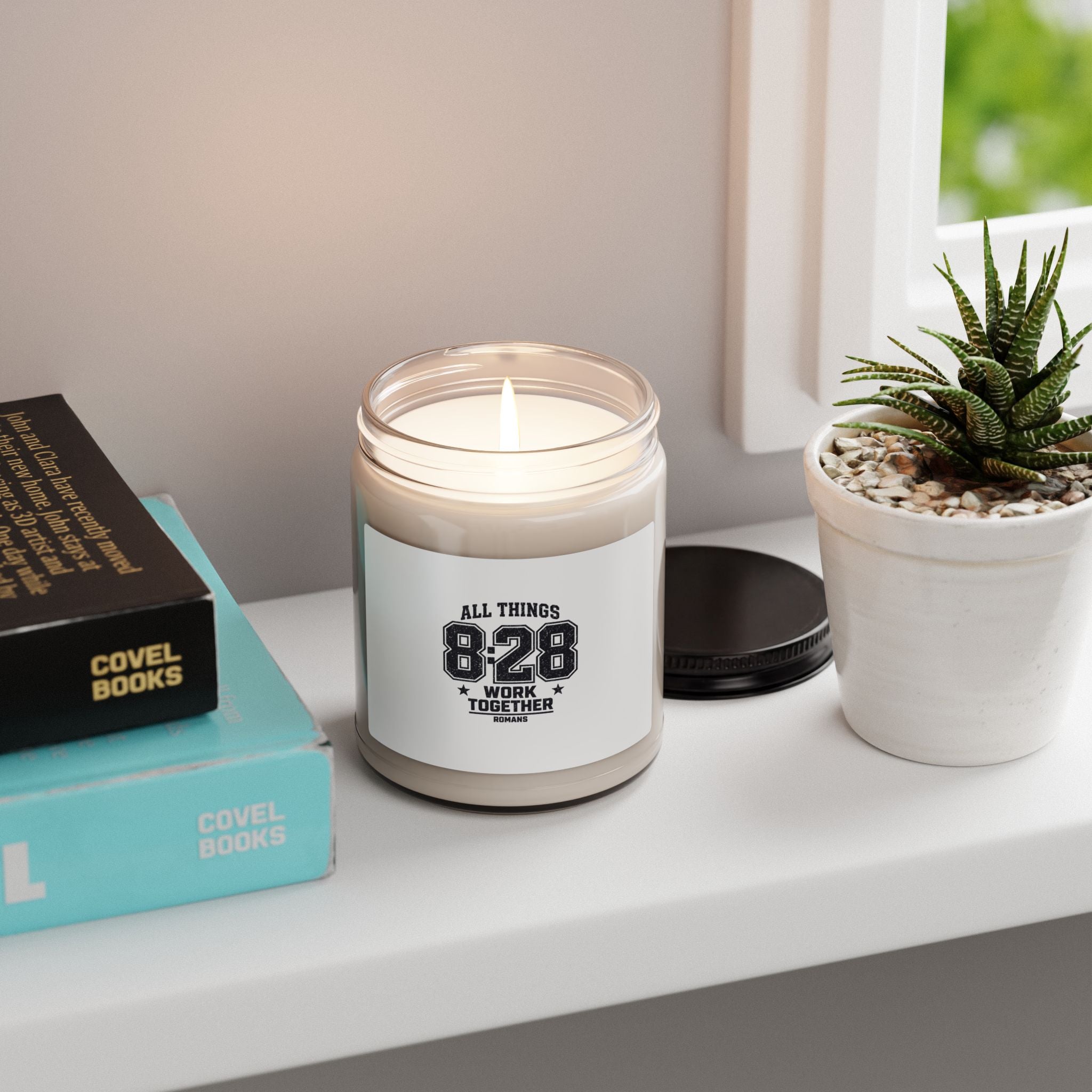 All Things 8:28 Verse Jar Candle | Christian Streetwear, Athletic Arch Typography