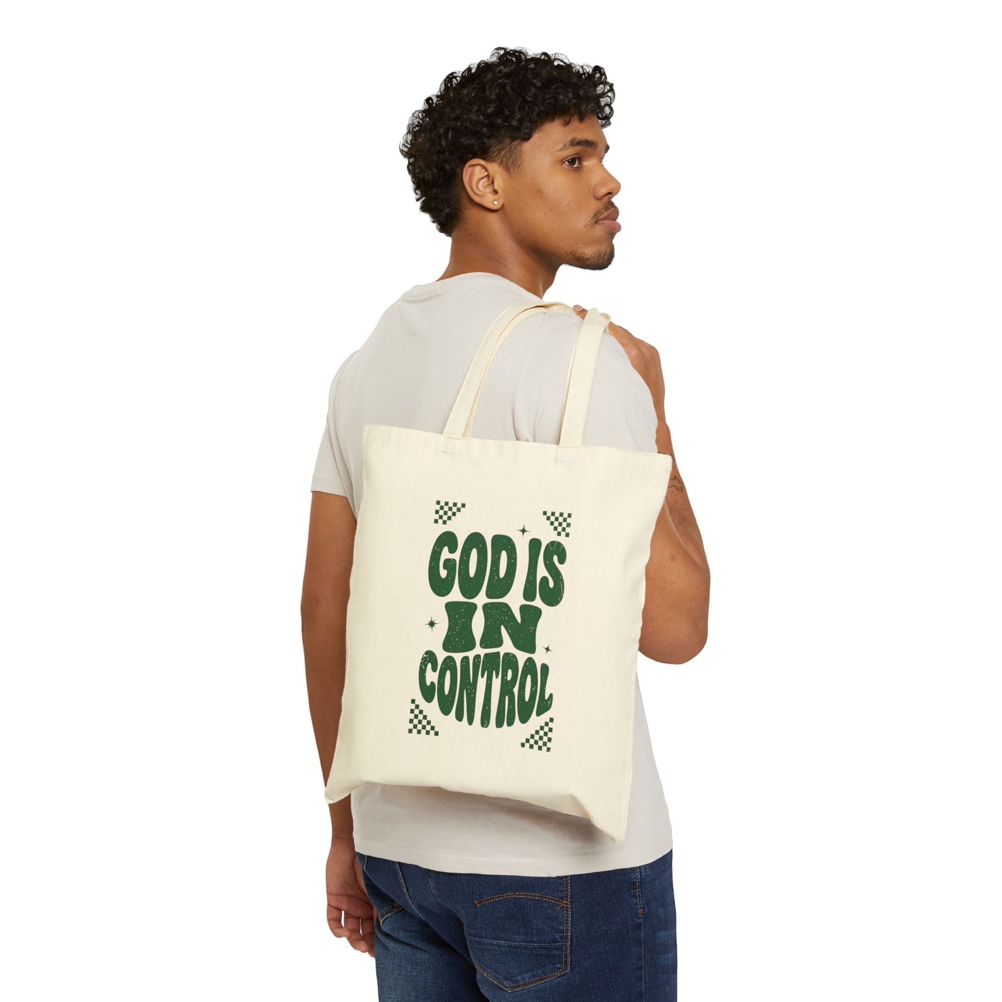 God Is In Control Tote | Christian Streetwear, Vintage-Groovy Typography