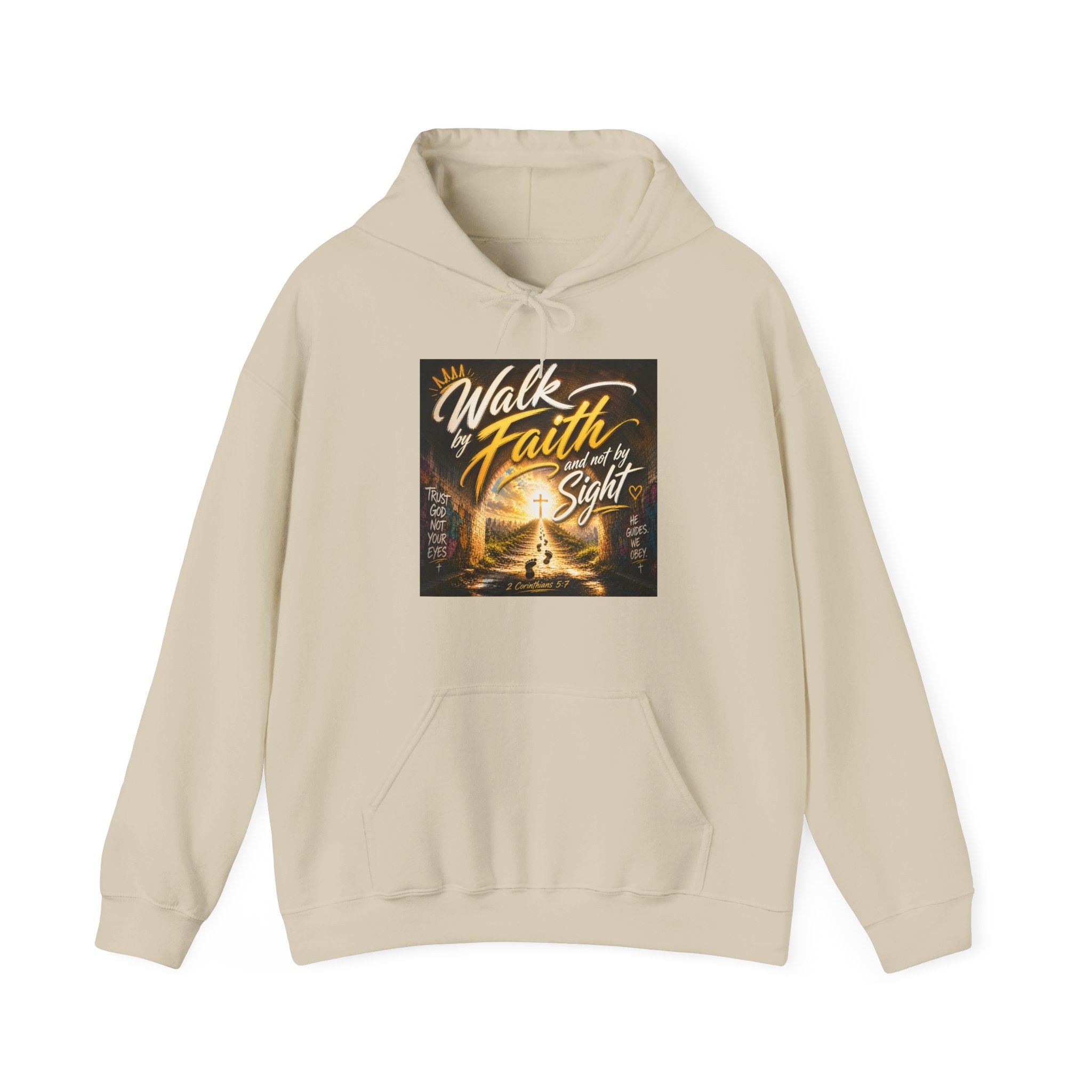 Faith Hoodie - "Walk by Faith, Not by Sight" Inspirational Christian Hooded Sweatshirt