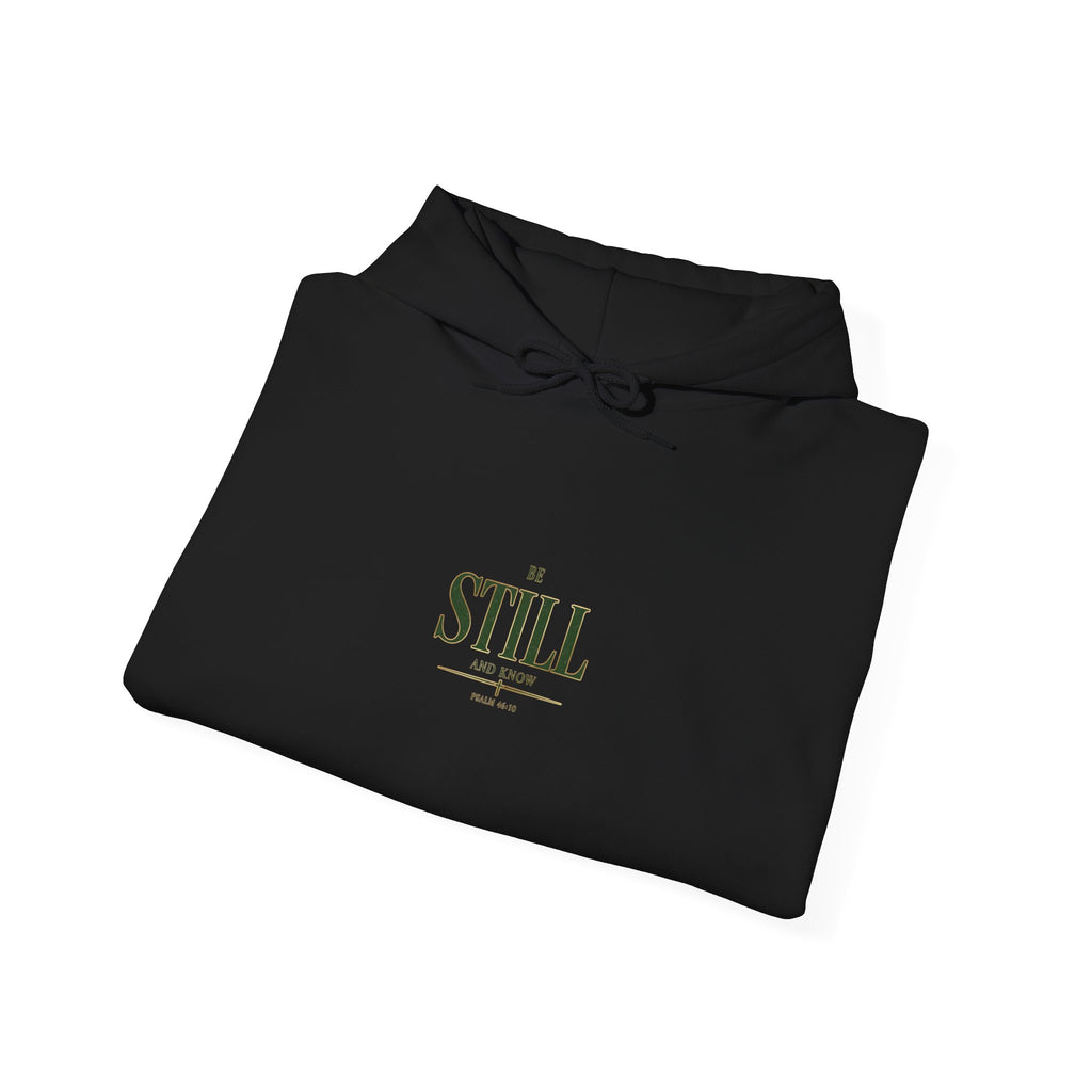 Be Still minimalist script hoodie | Christian streetwear, vintage-wash aesthetic