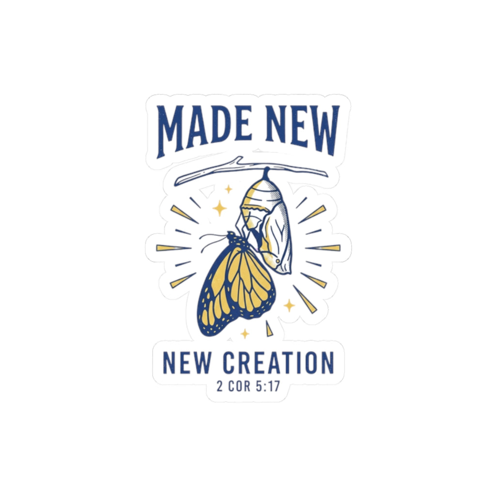 Made New Butterfly Sticker | Christian Streetwear, Script Arch Faith Decal