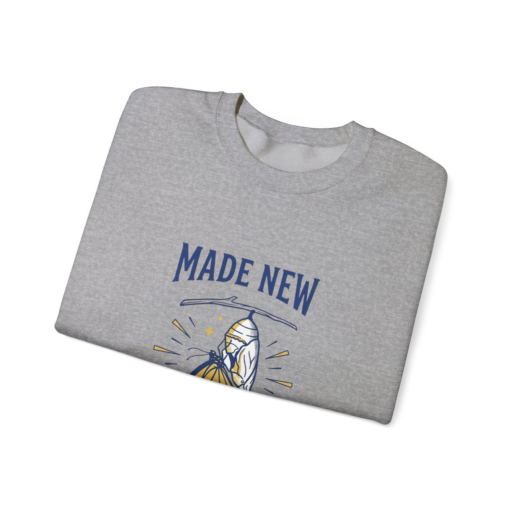 Made New Butterfly Crewneck Sweatshirt | Christian Streetwear, Vintage-Wash Typography