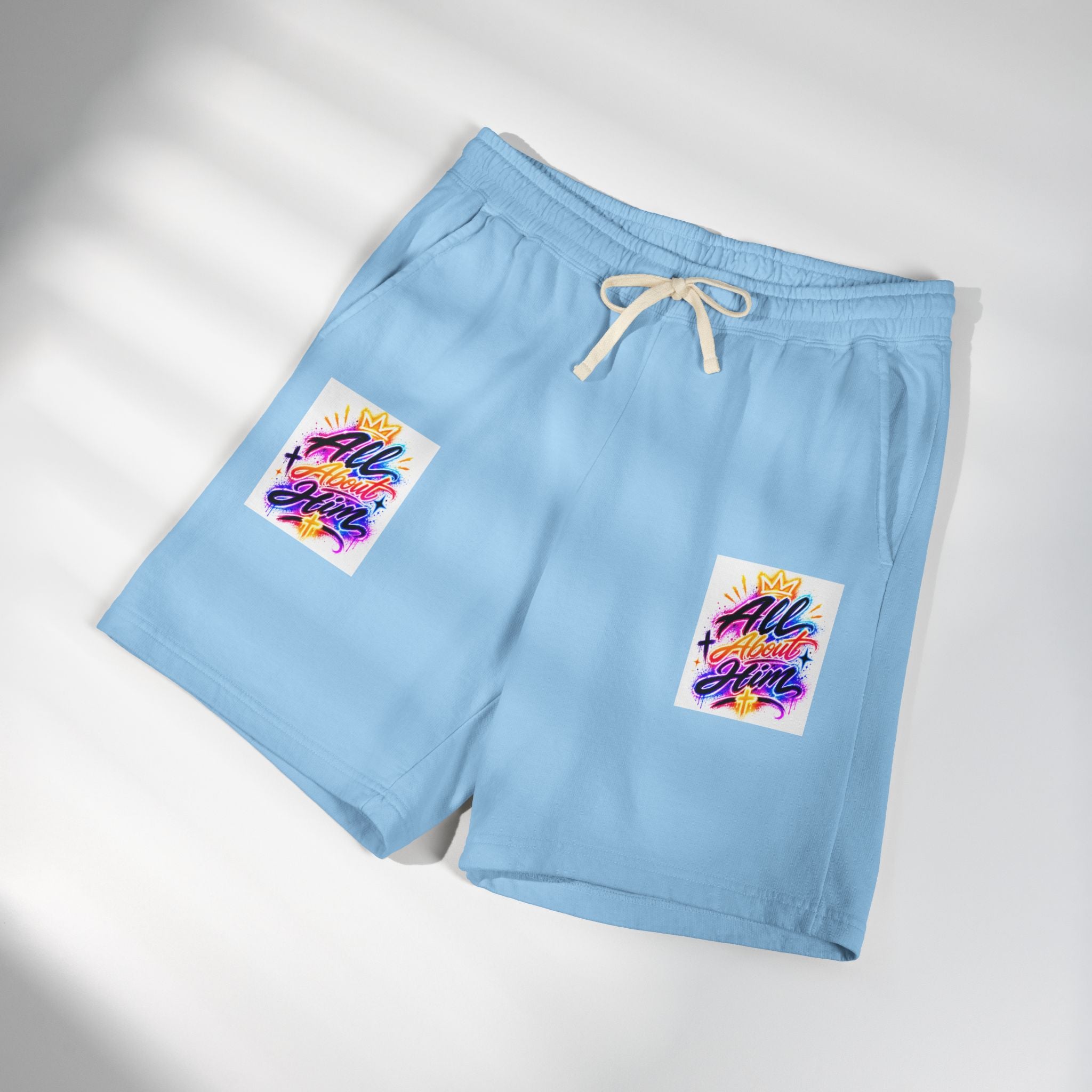 Fleece Sweat Shorts — "All The Time" Colorful Script Lounge Shorts