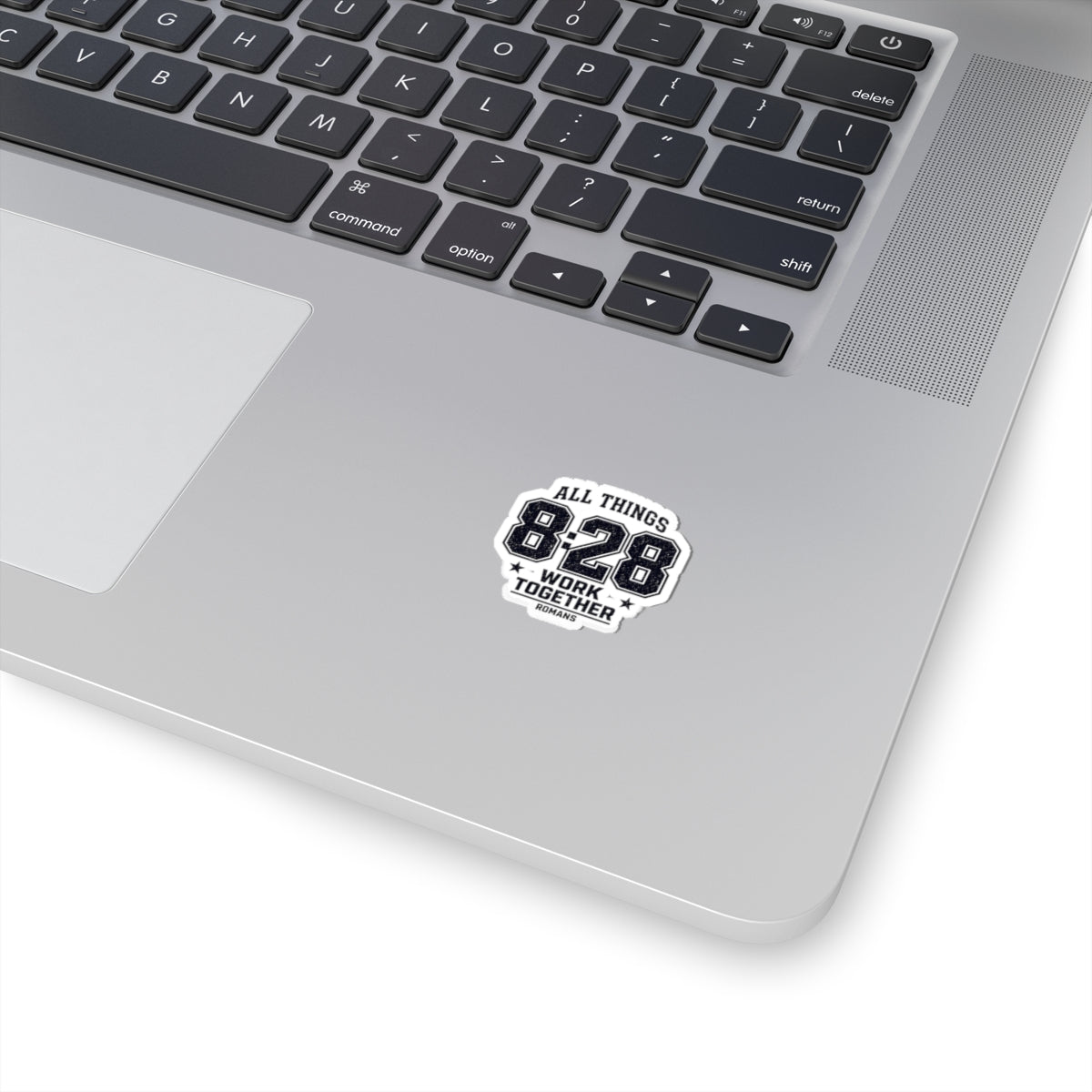 All Things 8:28 Sticker | Christian Streetwear, Athletic Arch Typography