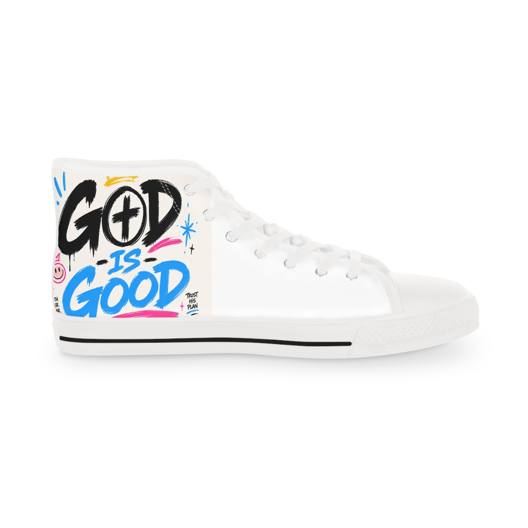 High Top Sneakers — 'Good Vibes' Graffiti Streetwear Shoes for Men