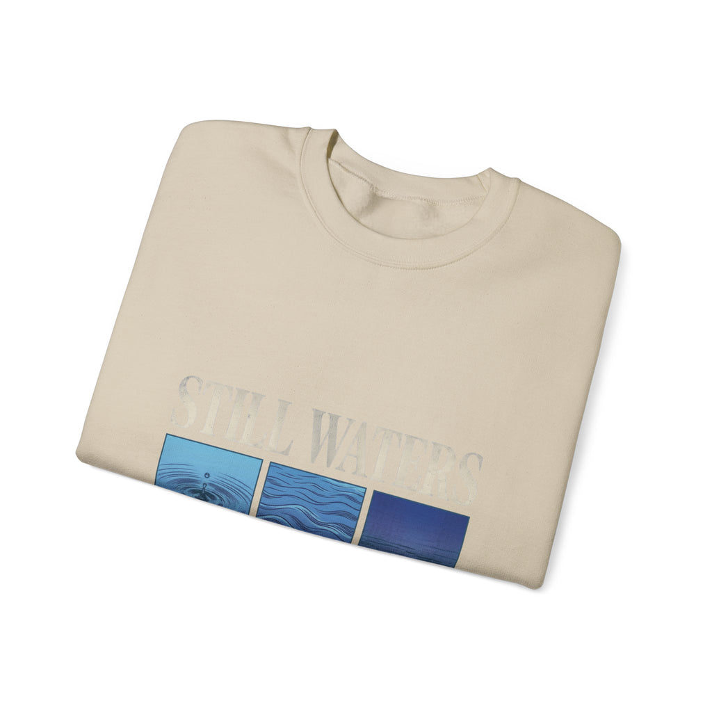 Still Waters Crewneck Sweatshirt | Christian Streetwear, Vintage Wash Typography
