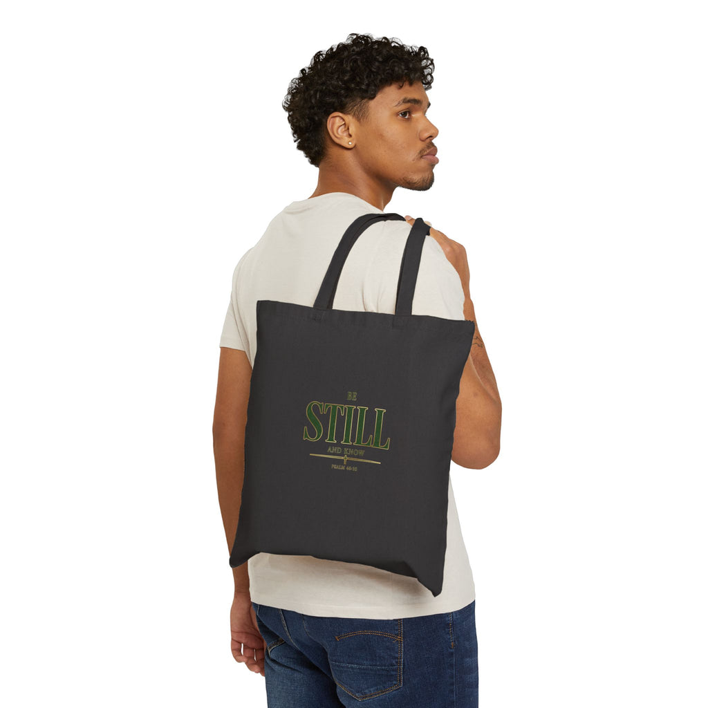 Be Still Scripture Tote | Christian Streetwear, Groovy Typography
