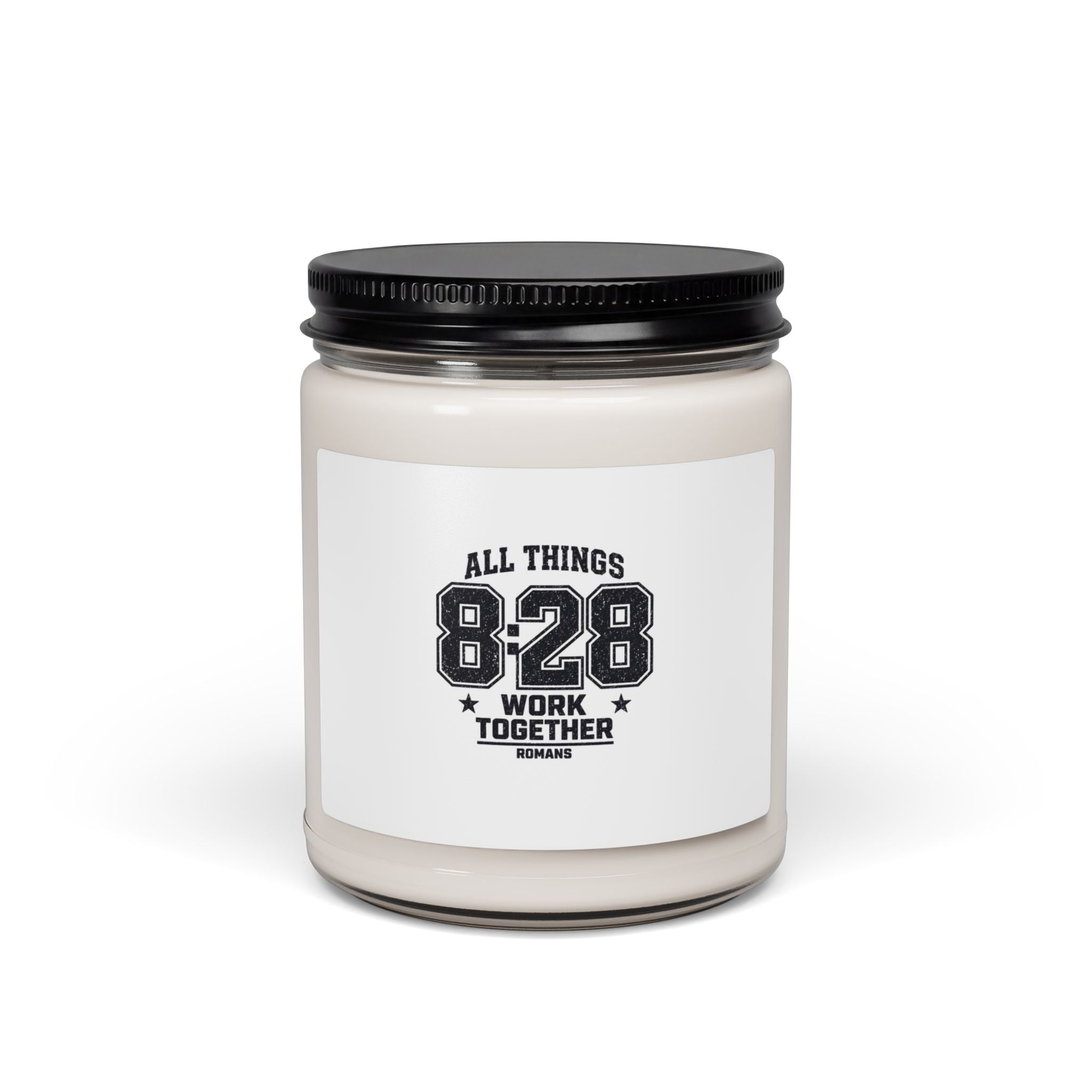 All Things 8:28 Verse Jar Candle | Christian Streetwear, Athletic Arch Typography