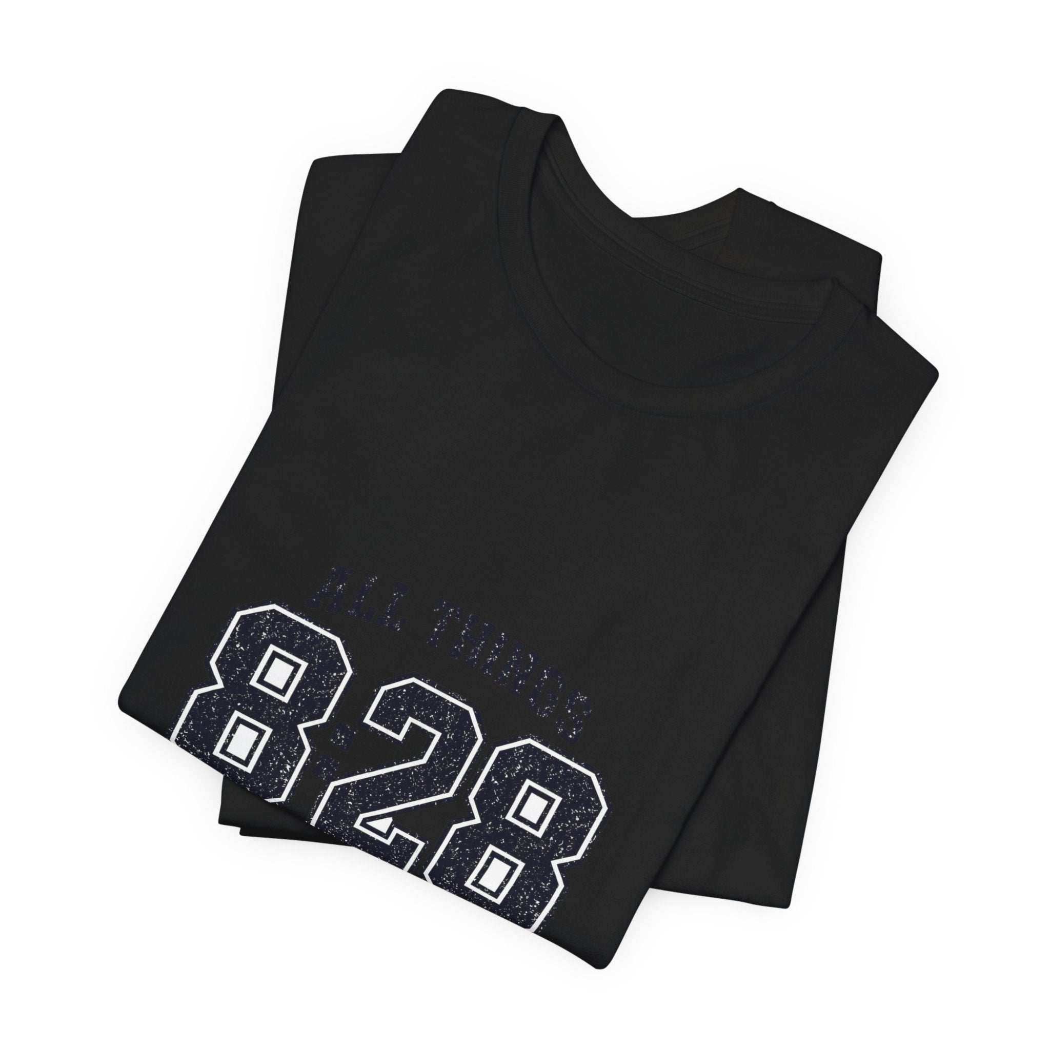 All Things 8:28 Verse Tee | Christian Streetwear, Athletic Arch Typography