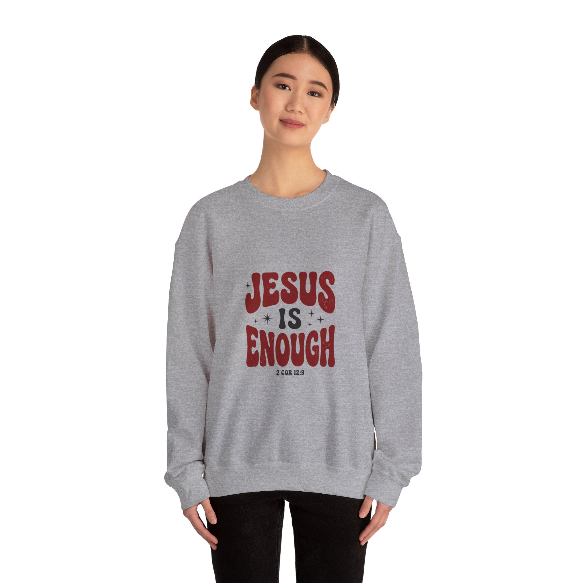Jesus Is Enough Crewneck Sweatshirt | Christian Streetwear, Groovy Typography