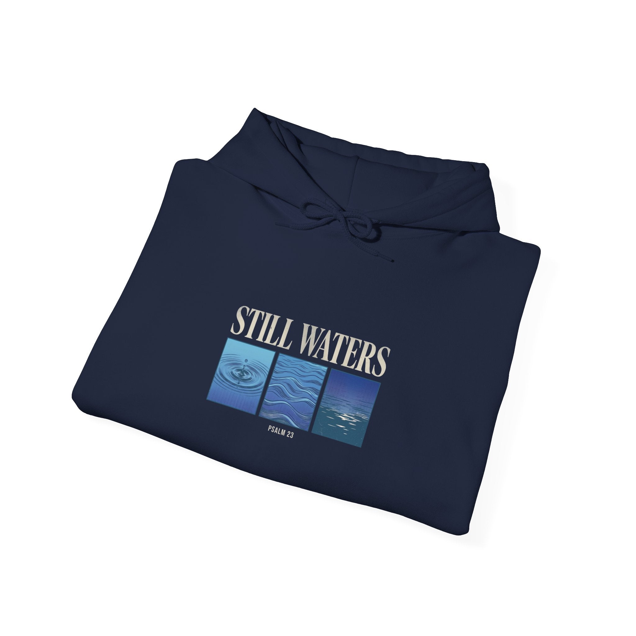 Still Waters Hoodie | Christian streetwear, vintage wash typography