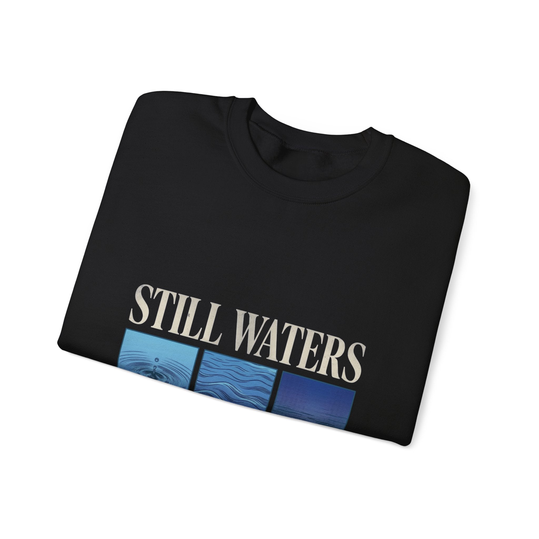 Still Waters Crewneck Sweatshirt | Christian Streetwear, Vintage Wash Typography