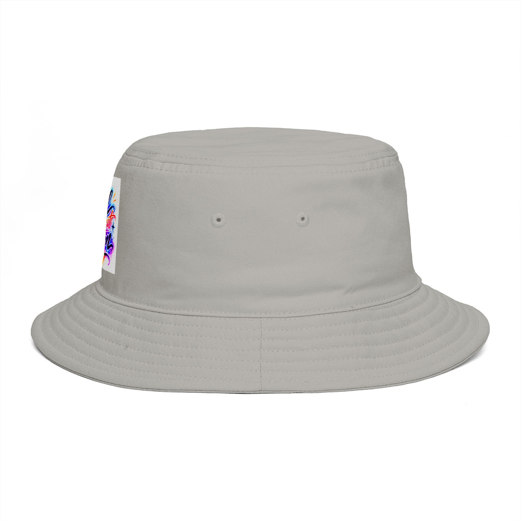 Bucket Hat — Colorful "All Out Vibes" Retro Script Patch