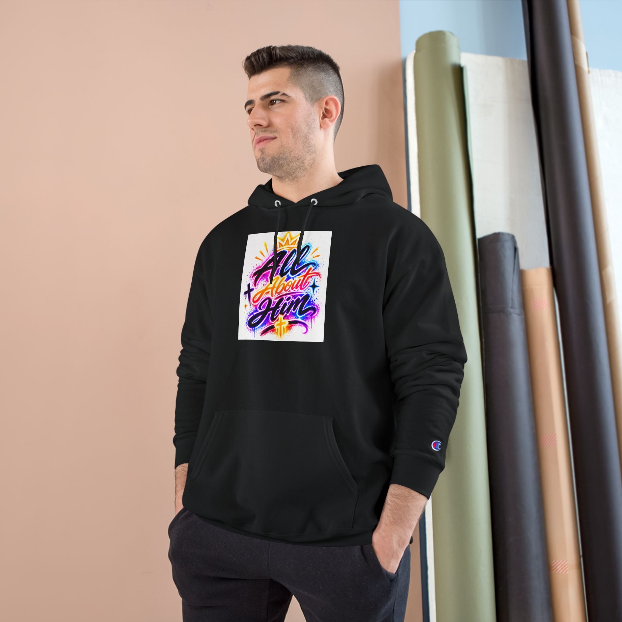 All About Him Hoodie — Christian Faith Graphic Hoodie