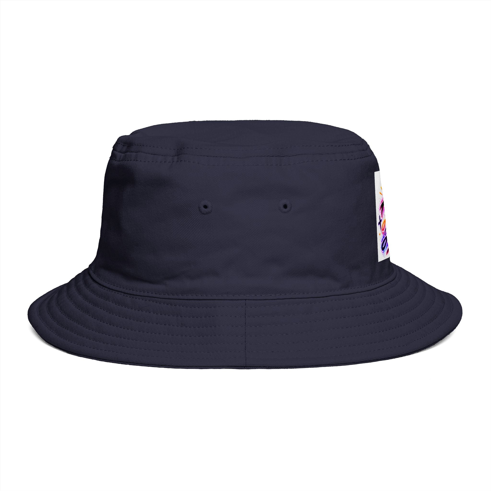 Bucket Hat — Colorful "All Out Vibes" Retro Script Patch